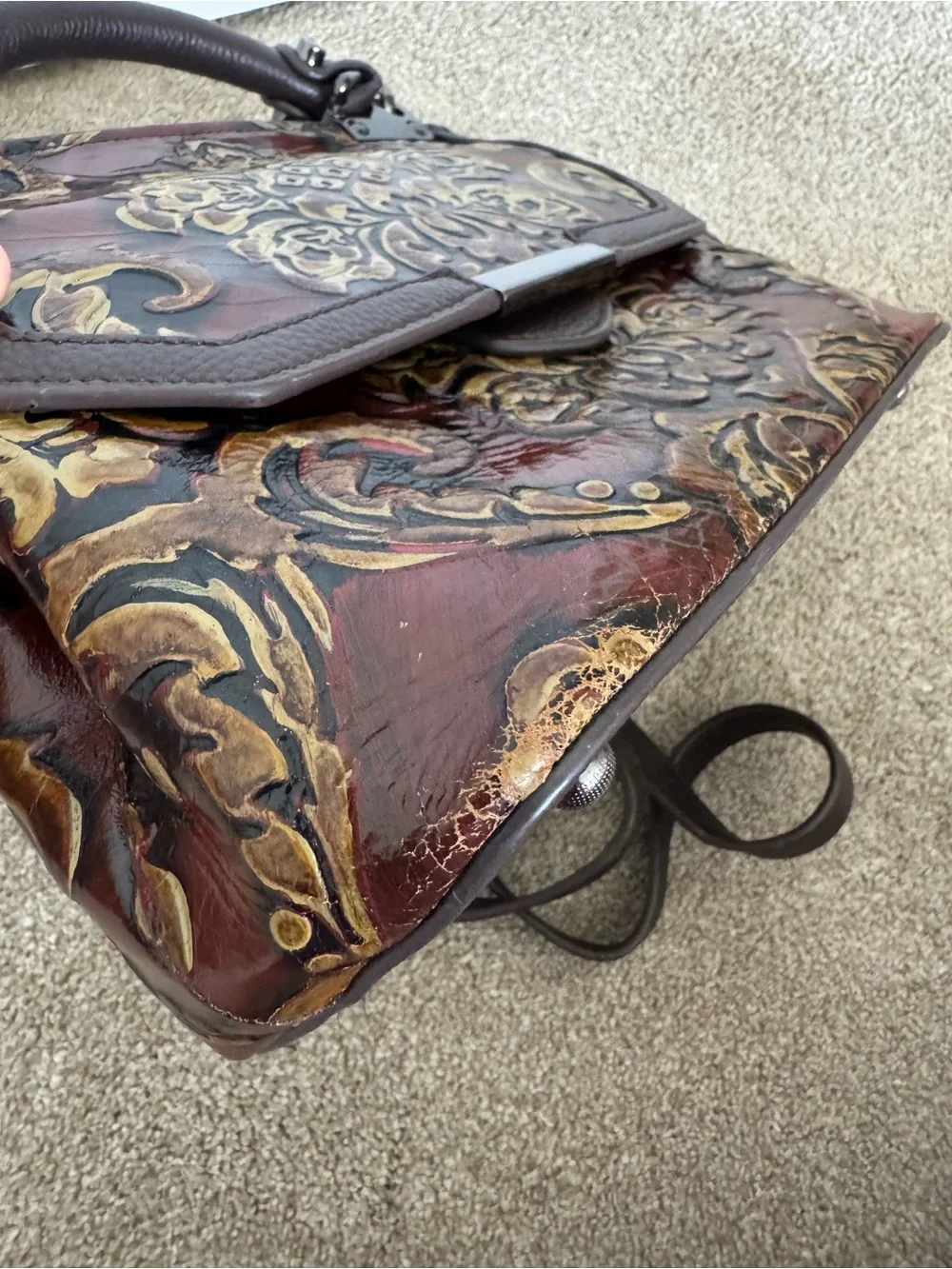 Artisan Embossed Floral Leather handbag